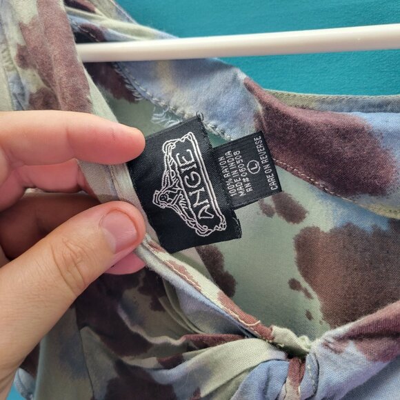 Angie Womens Tie-Dye Rayon Ruffle Sleeve Dress Size L - Picture 5 of 8